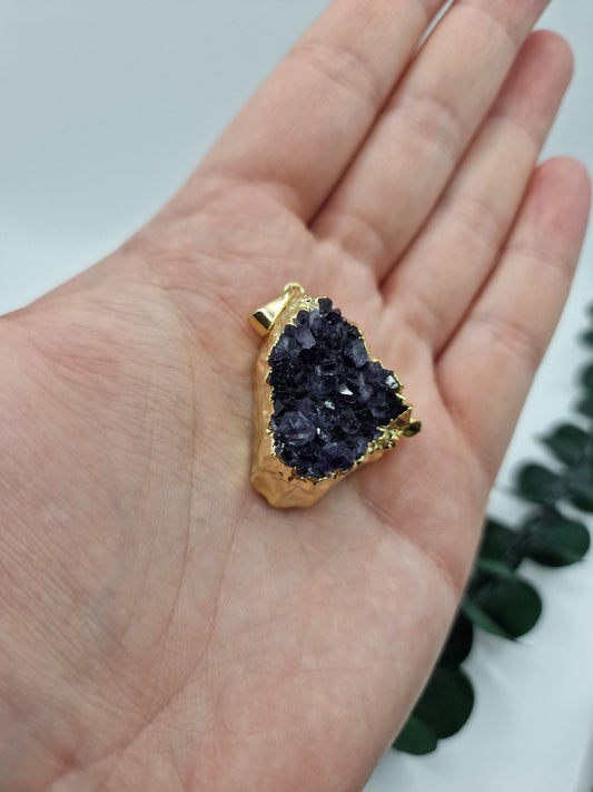 Amethyst Cluster Anhänger in Gold 💜