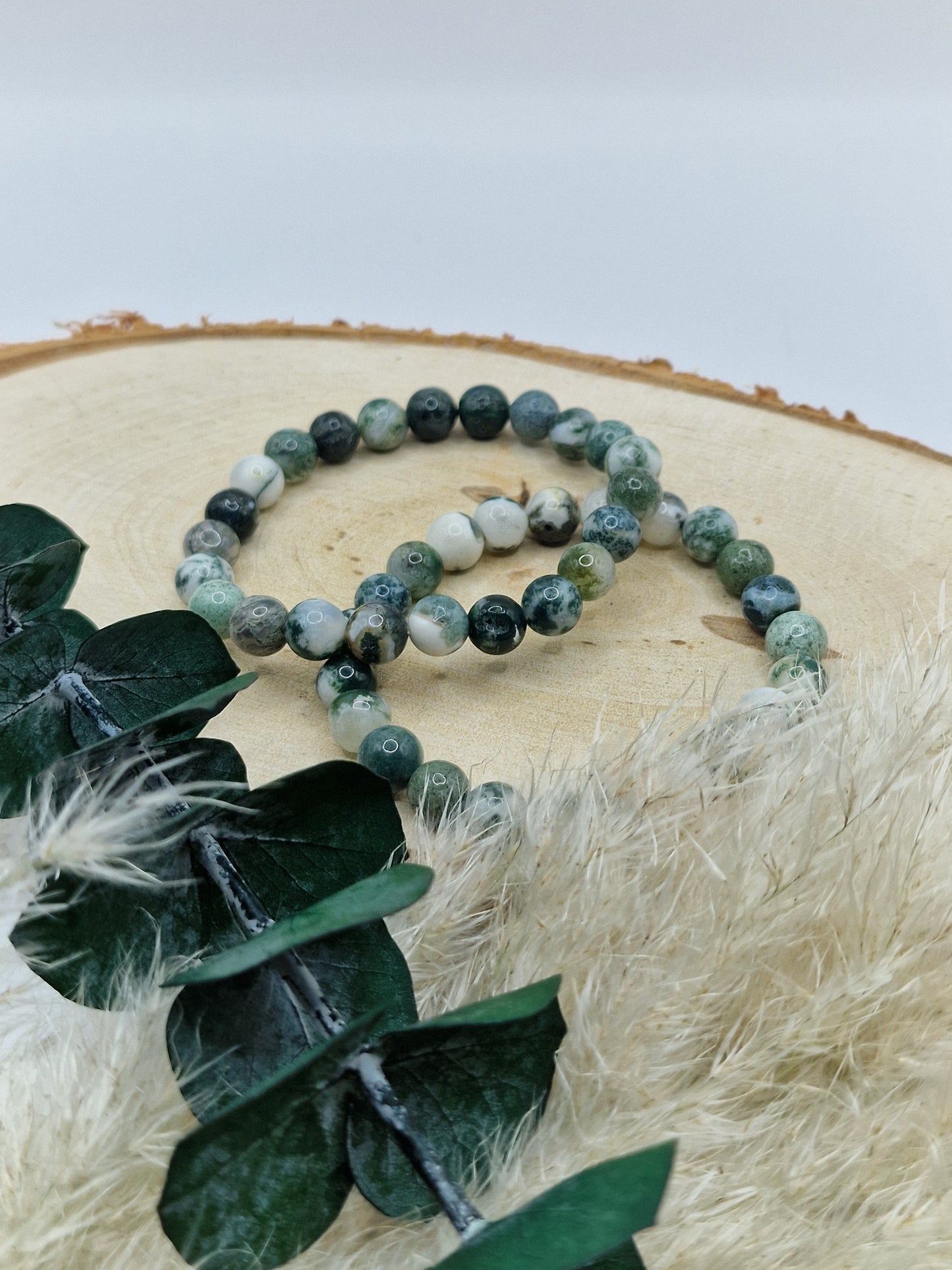 Moosachat Kugelarmbänder 8mm 🌿