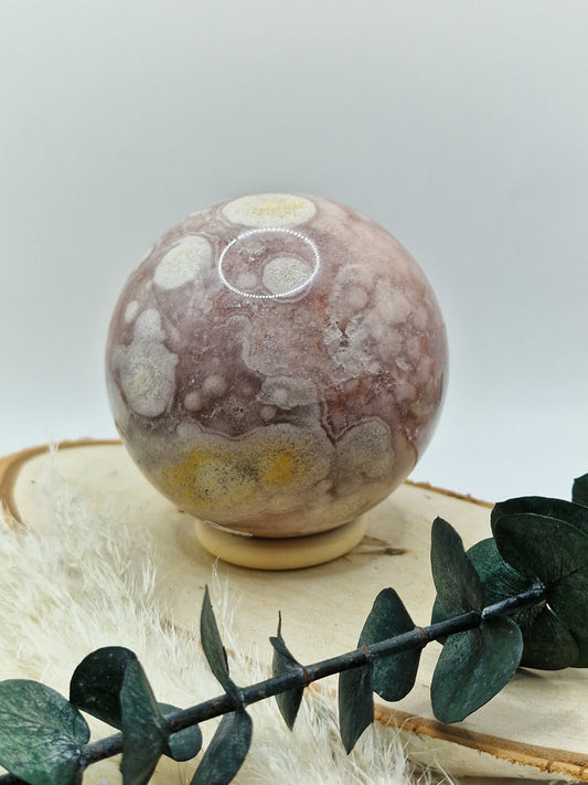 Pink Amethyst X Blumenachat Kugel 🎀 PZ211