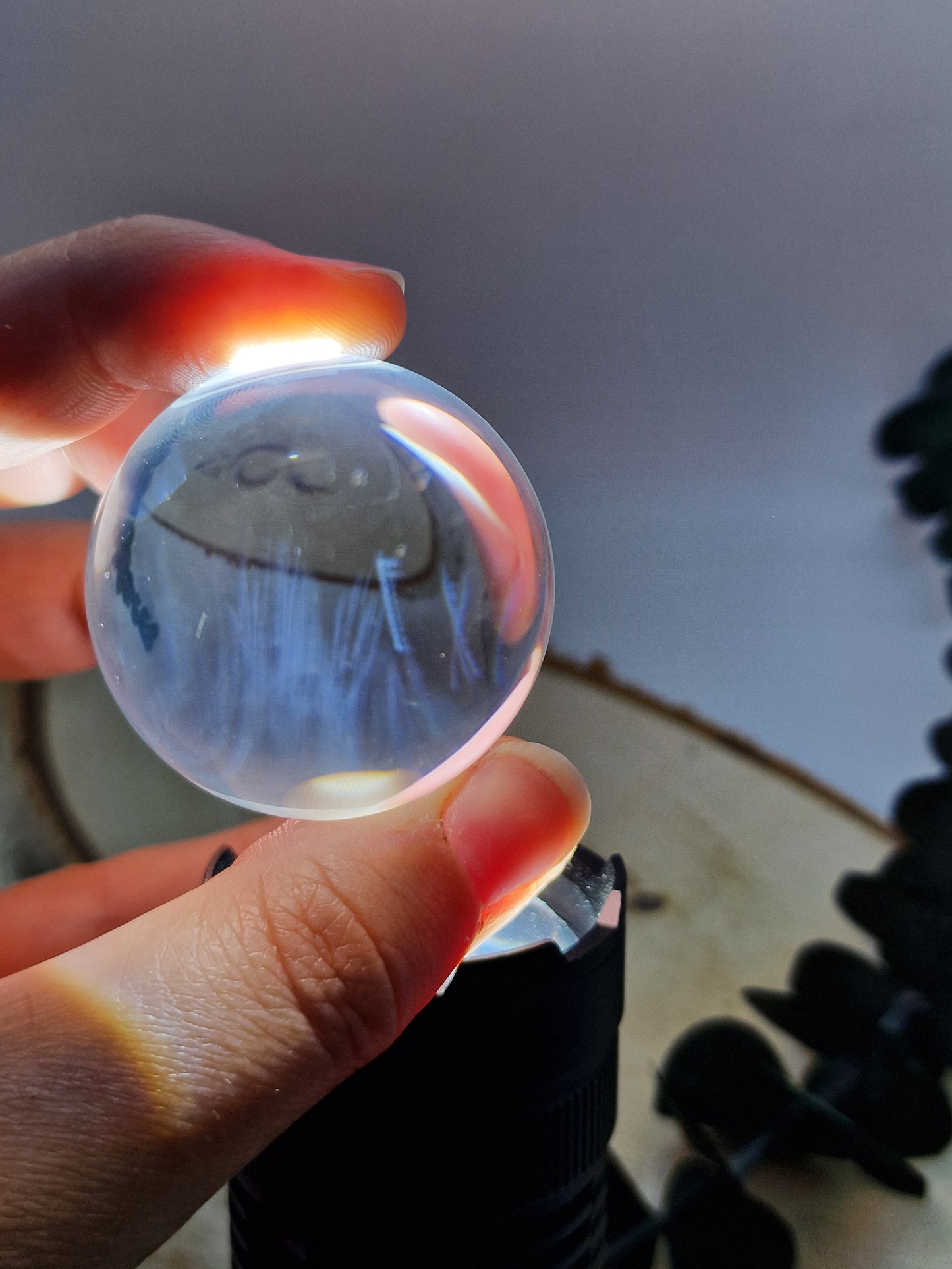 Bergkristall mit Blauen Nadeln / Blue Needle Quartz Kugel 💙 BN93