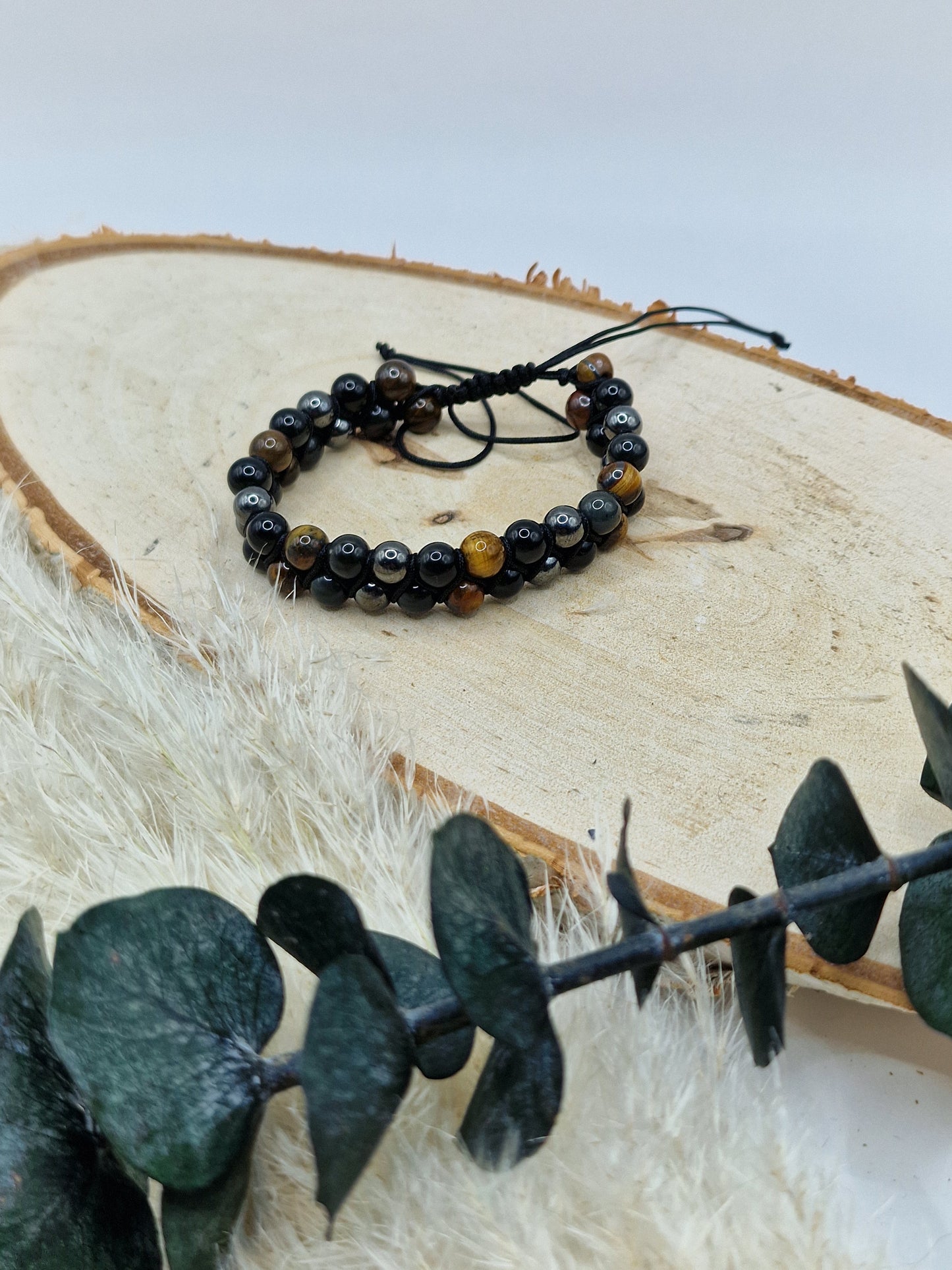 Tigerauge X Hämatit X Obsidian Armband zum verstellen 🖤🐅