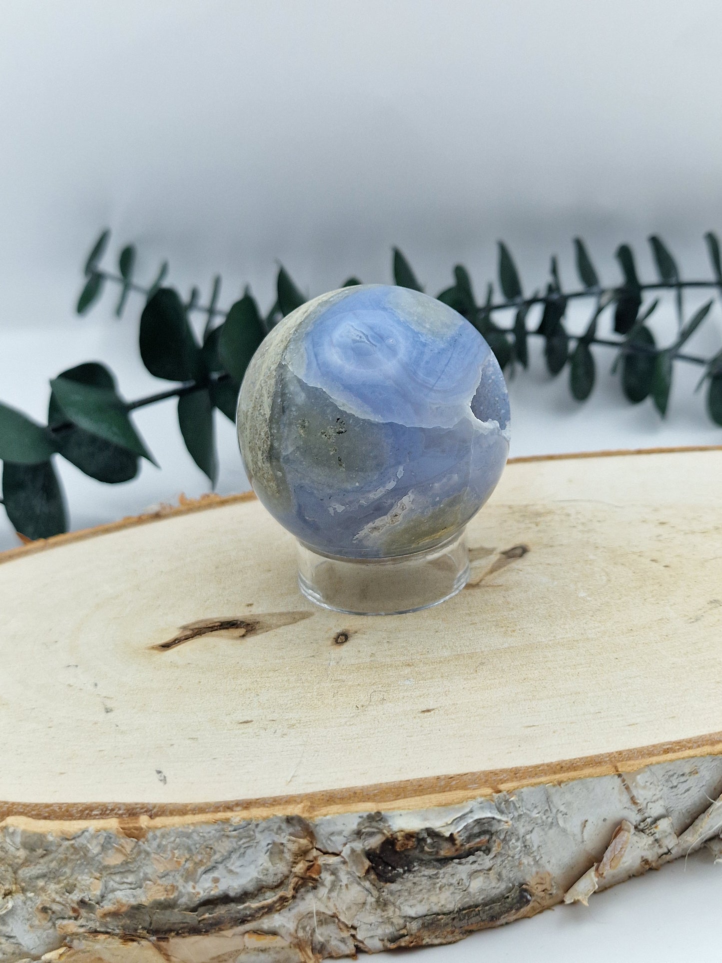 Blue Lace Agate / Blauer Chalcedon Kugel 💙 BC75