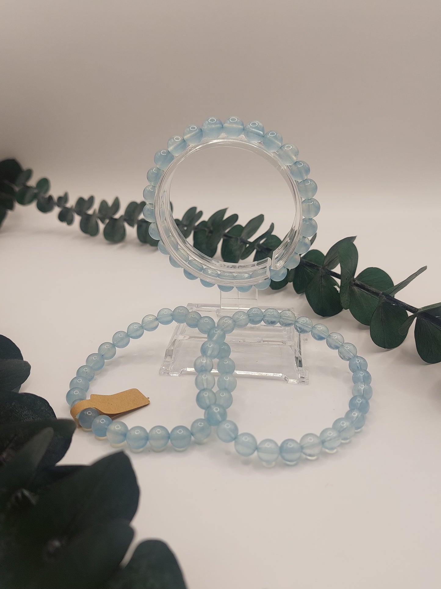 Aquamarin Kugelarmband 7mm
