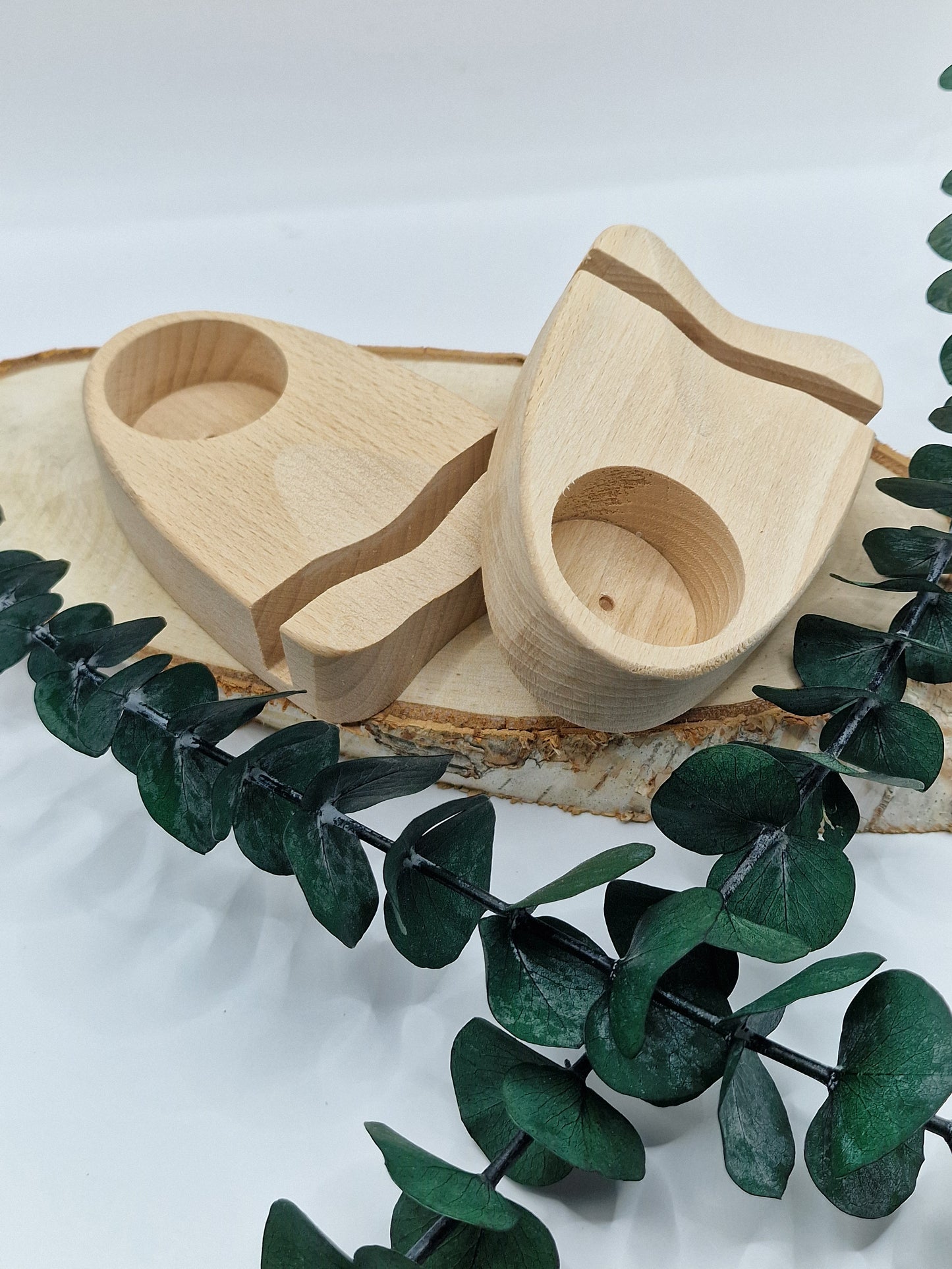 Holzständer für Achatscheibe und Teelicht