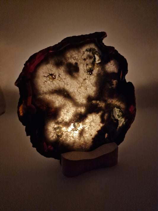 Holzständer für Achatscheibe und Teelicht