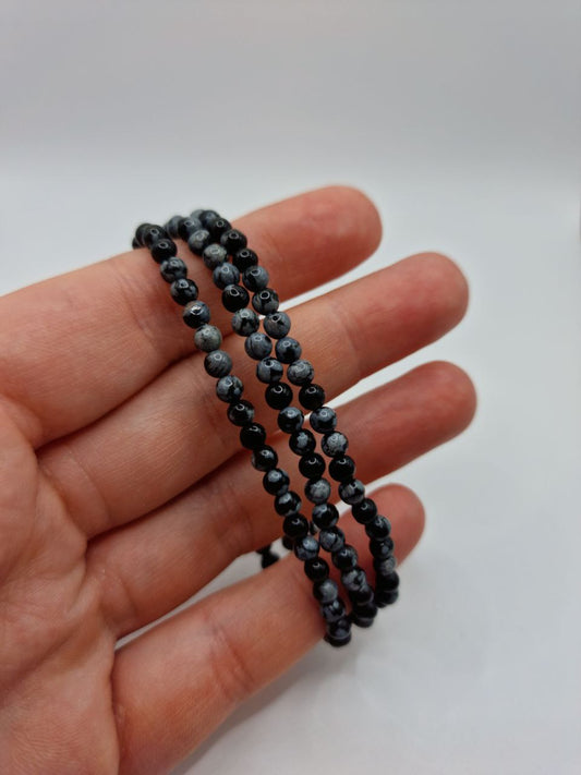 Schneeflockenobsidian Kugelarmband 4mm