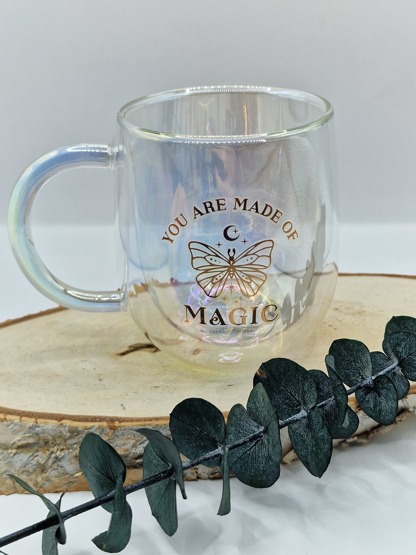 "You Are Made of Magic" Schillernder doppelwandiger Glasbecher ✨️ EM17