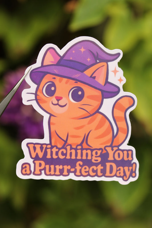 "Witching You A Purr-fect Day!" - Sticker 🐱