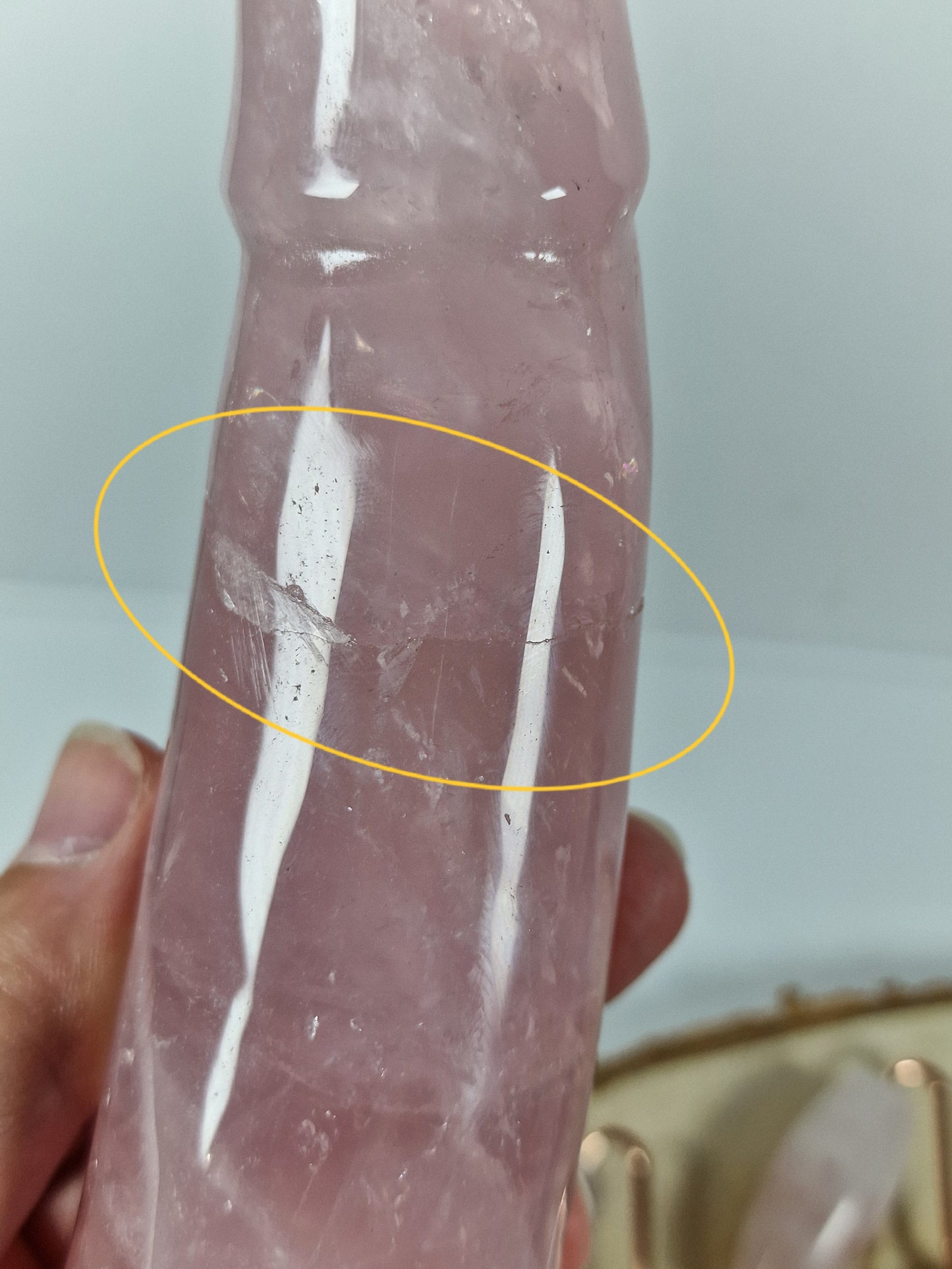 Phallus aus Rosenquarz 🩷 B-Ware (geklebt)