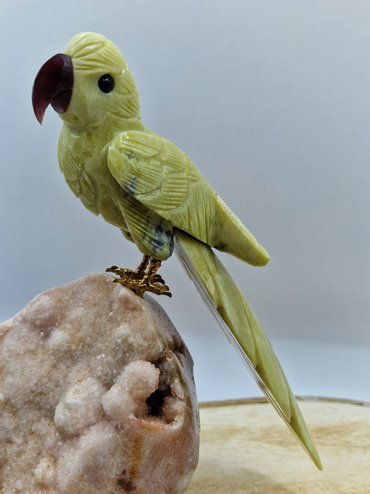 Papagei auf Pink Amethyst 🦜 VH131