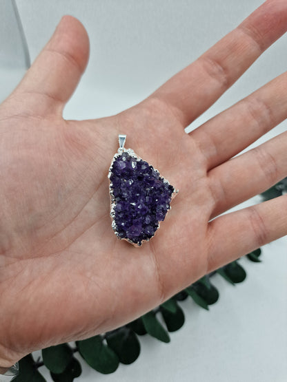 Amethyst Cluster Anhänger in Silber 💜