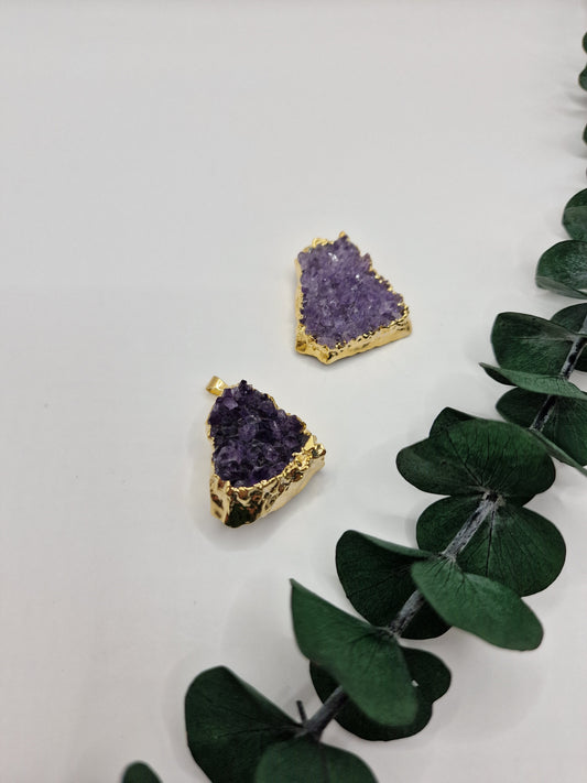 Amethyst Cluster Anhänger in Gold 💜