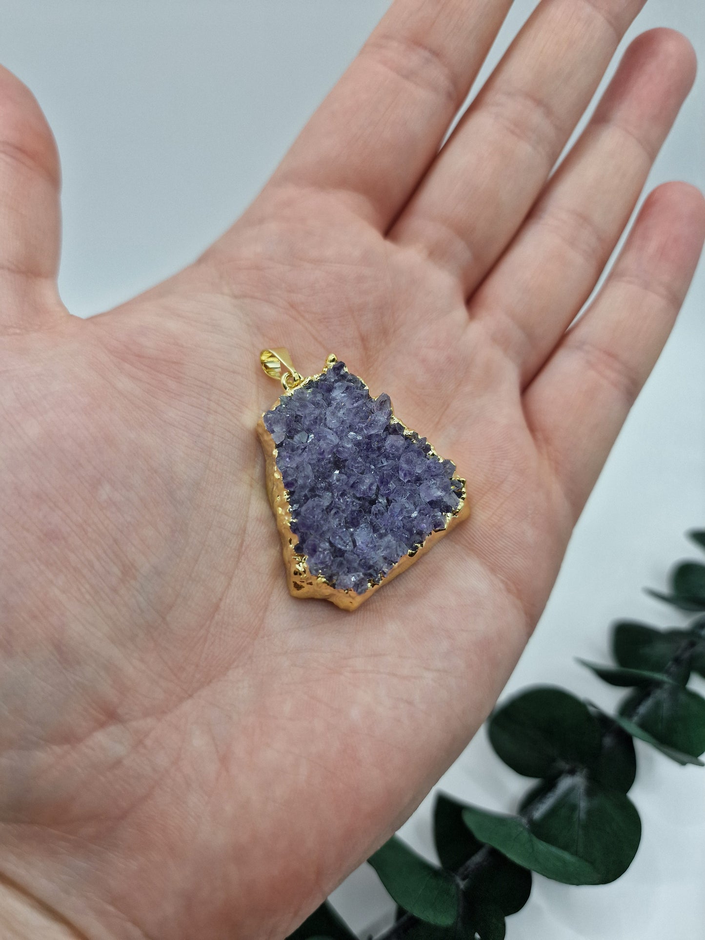 Amethyst Cluster Anhänger in Gold 💜