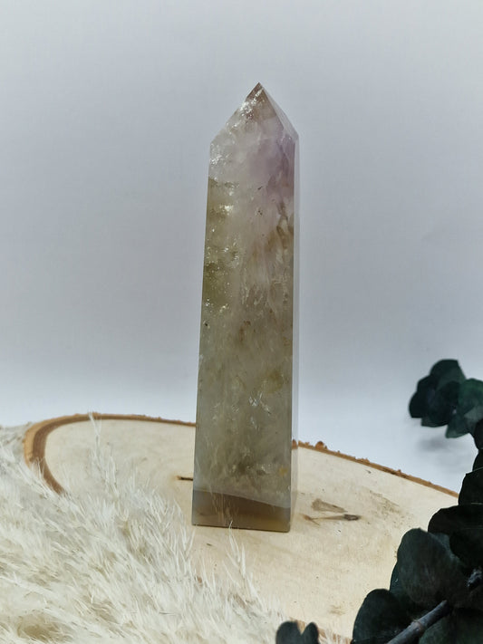 Amethyst in Quarz mit Achat Turm 💜 AA16 B-Ware