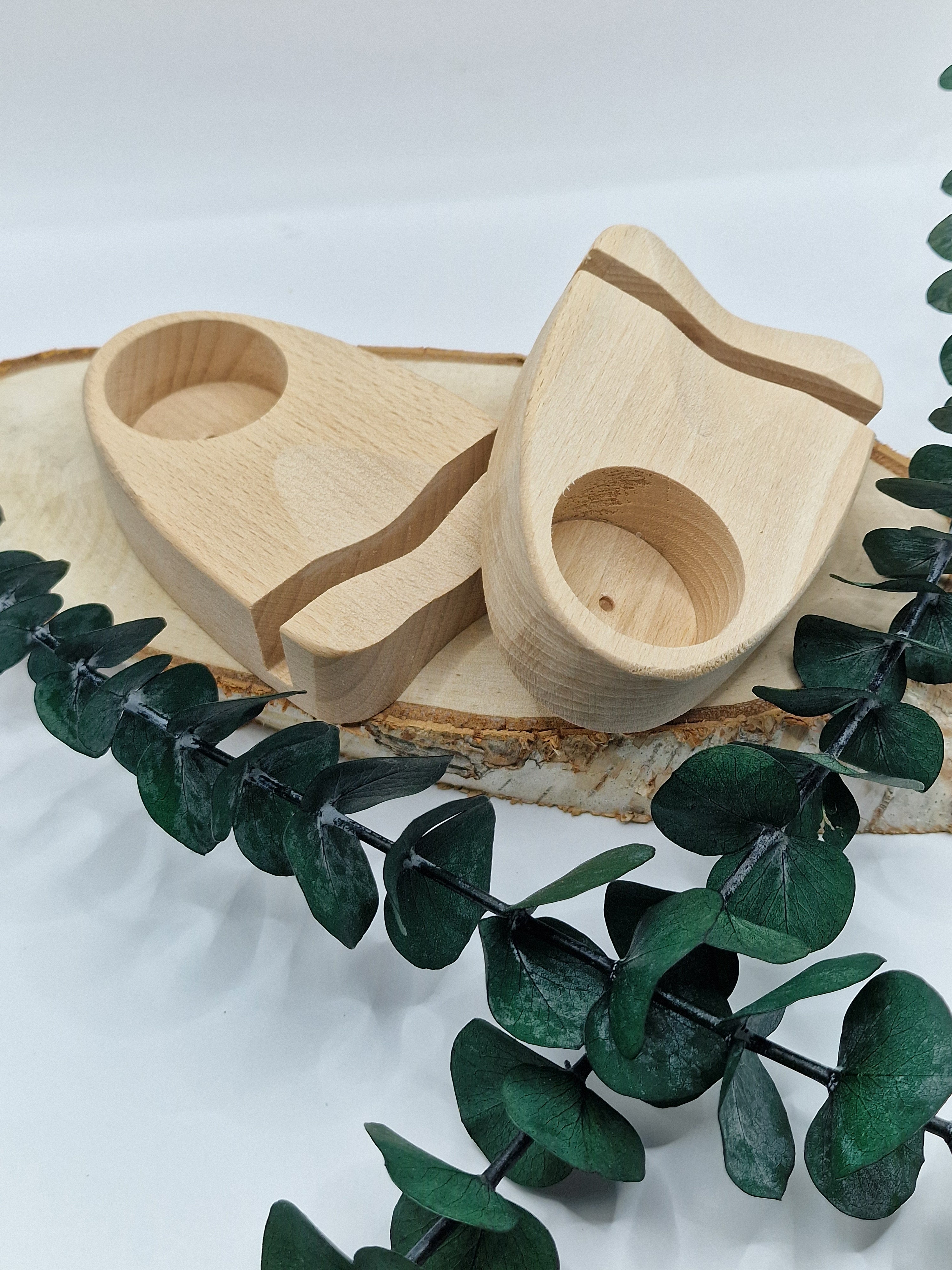 Holzständer für Achatscheibe und Teelicht