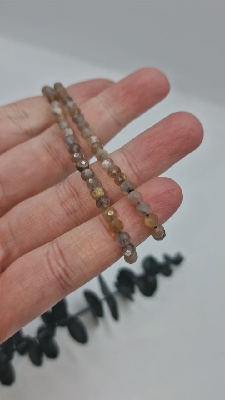 Schwarzer Mondstein Armband Facettiert 🌙 M12