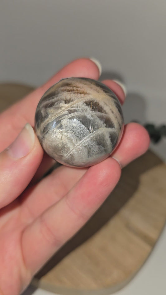HQ Schwarze Mondstein Kugel 🌕 JD41