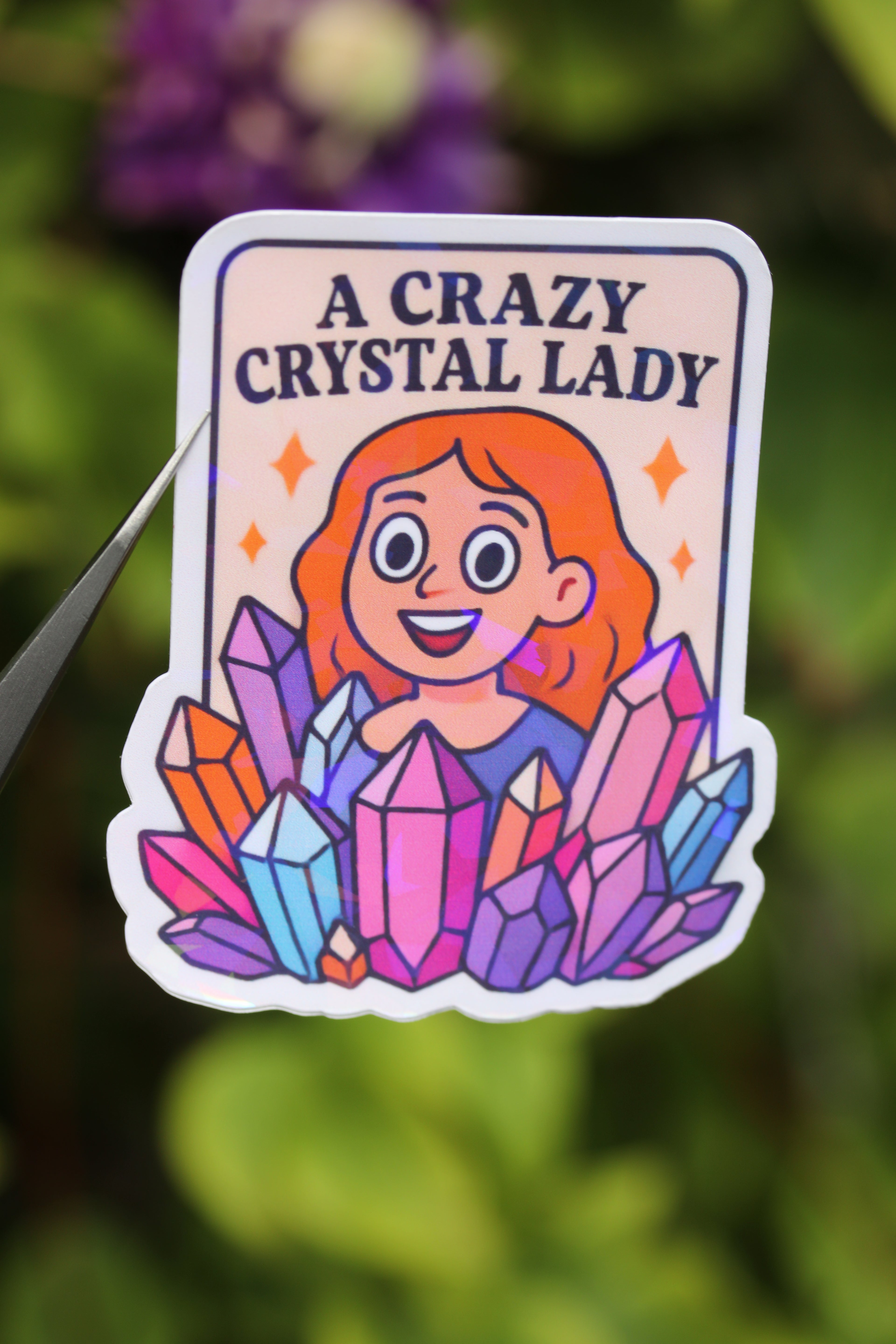 "A Crazy Crystal Lady" - Sticker/Magnetisches Lesezeichen 🤪