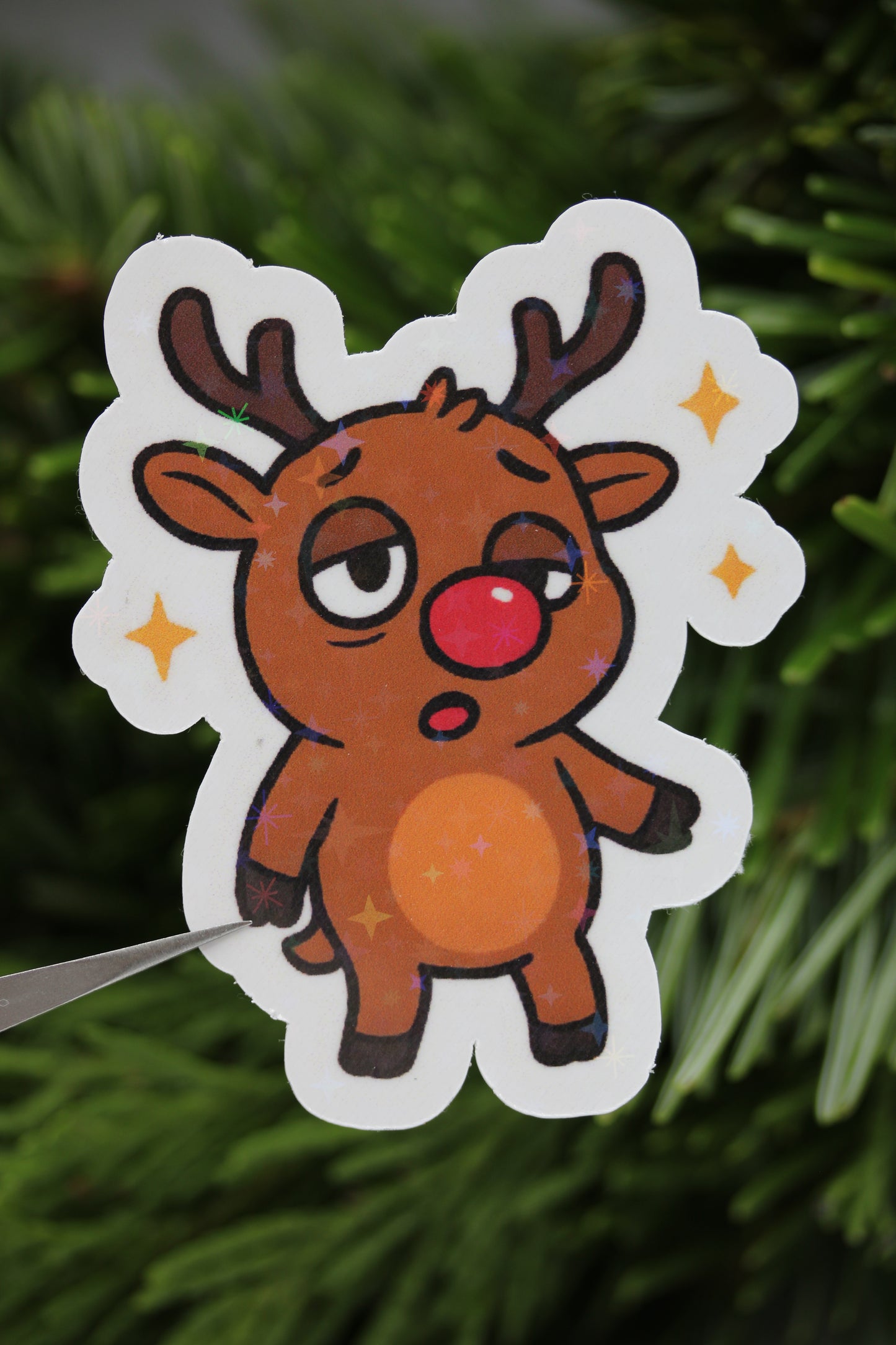 Michael das glühweinfröhliche Rentier - Sticker/Magnetisches Lesezeichen 🫎