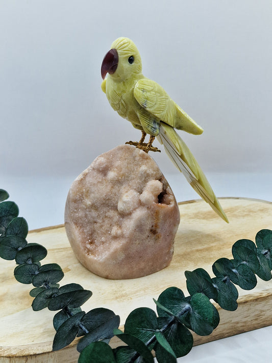 Papagei auf Pink Amethyst 🦜 VH131