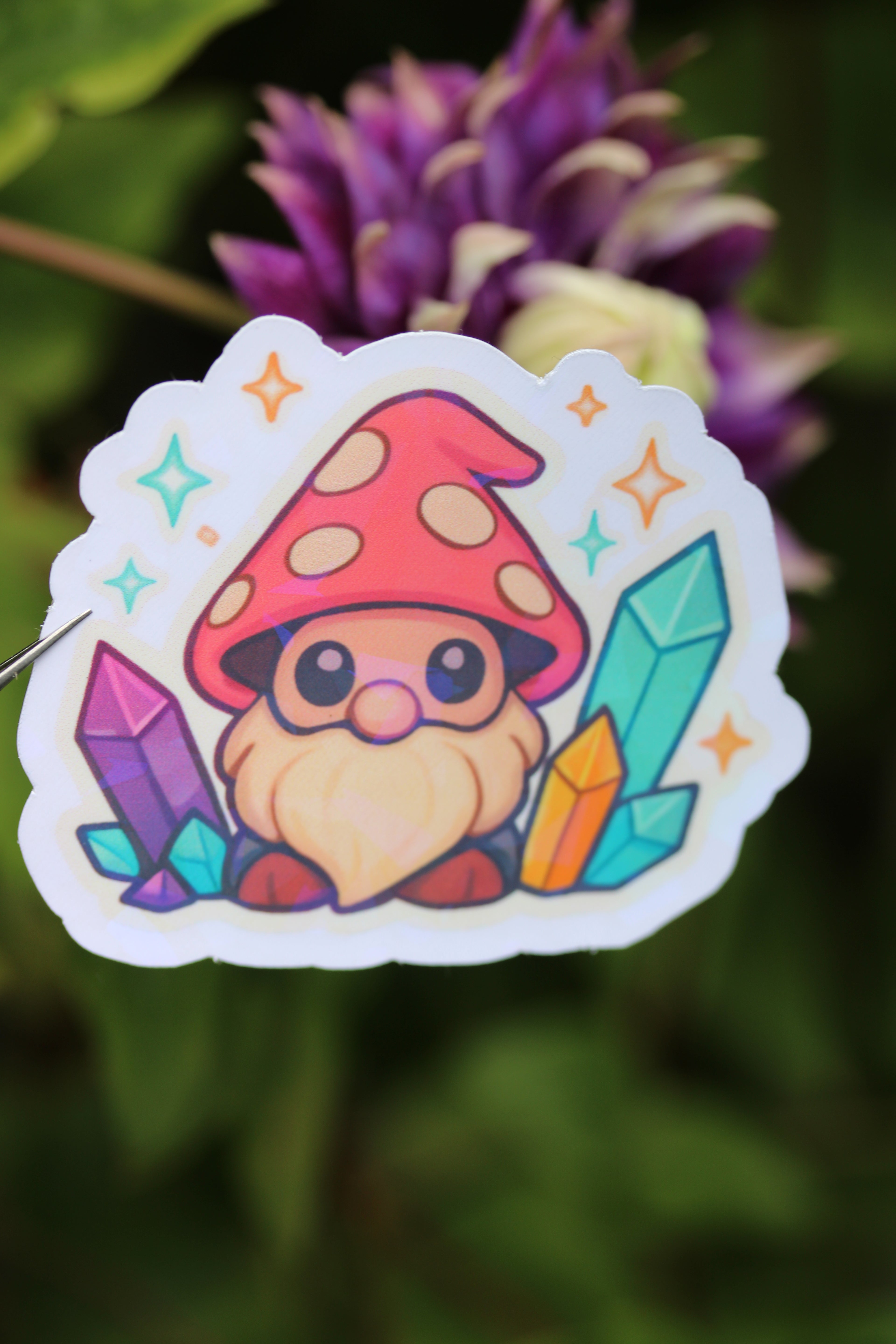 Wusel der Kristallzwerg - Sticker/Magnetisches Lesezeichen 🍄