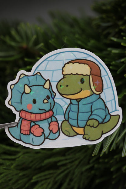 Sarah & Ingrid die Weihnachtsdinos - Sticker/Magnetisches Lesezeichen 🦖