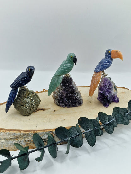 Vögel auf Amethyst & Pyrit 🦜