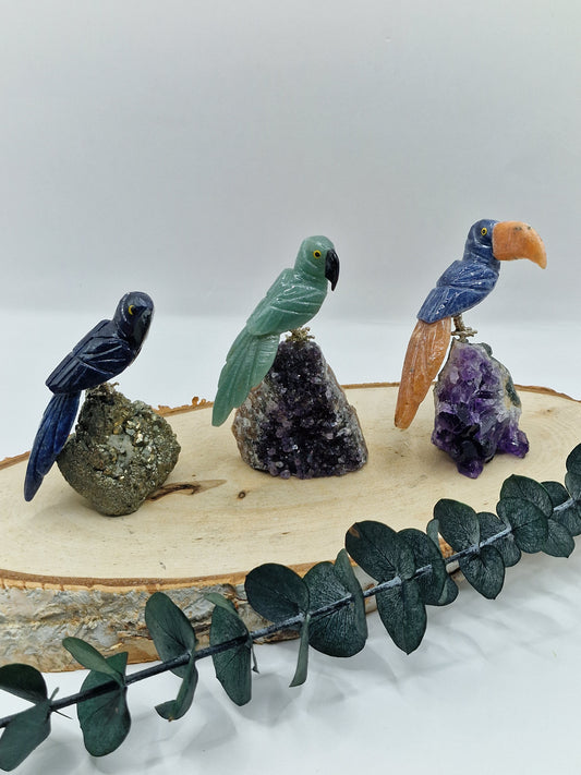 Vögel auf Amethyst & Pyrit 🦜