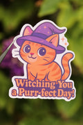 "Witching You A Purr-fect Day!" - Sticker/Magnetisches Lesezeichen 🐱