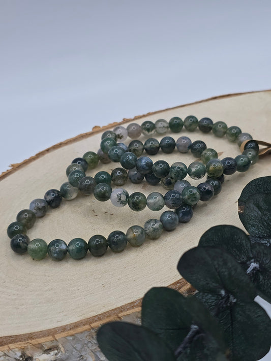 Moosachat Kugelarmbänder 8mm 🌿