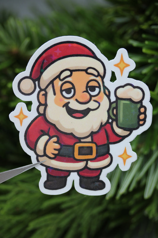 Maik, der beschwipste Santa - Sticker/Magnetisches Lesezeichen 🎅
