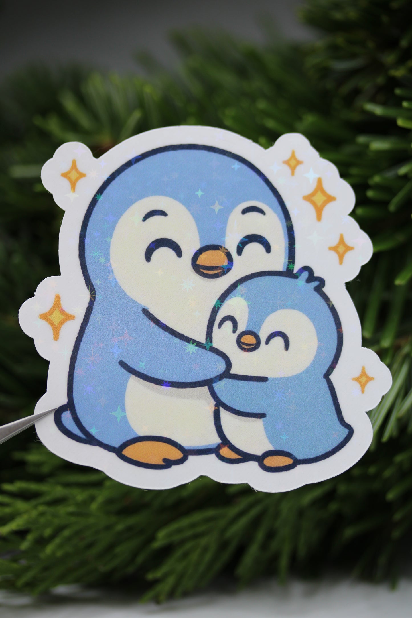Pinguin Mama mit ihrem Kind - Sticker/Magnetisches Lesezeichen 🐧