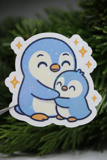 Pinguin Mama mit ihrem Kind - Sticker/Magnetisches Lesezeichen 🐧