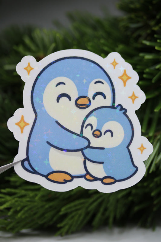 Pinguin Mama mit ihrem Kind - Sticker/Magnetisches Lesezeichen 🐧