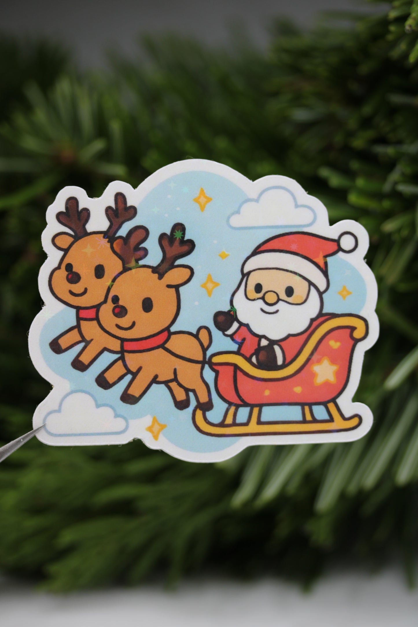 Weihnachtsmann mit Schlitten - Sticker/Magnetisches Lesezeichen 🎅
