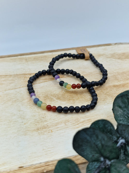 Chakra Kugelarmand mit Lava 4mm 🌈